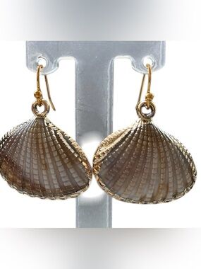Gold-Tone Brown Shell Drop Earrings - Women’s Jewelry